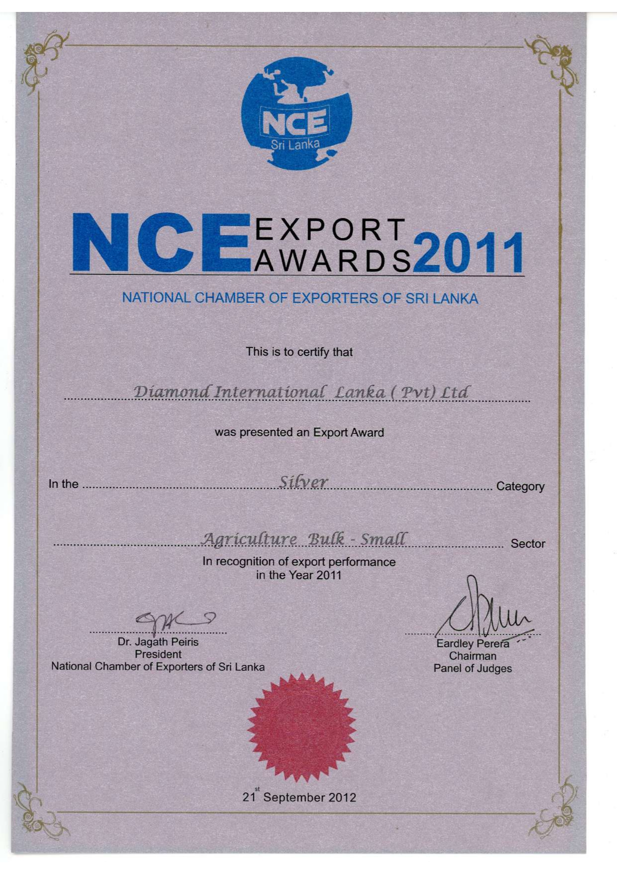 NCE Export Award 2011